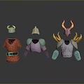 Medieval Armor Sets 3D Rendered With Horned Helmets And Metallic Chestplates 3d model
