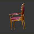 Classic Carved Wooden Chair With Pink Upholstery Ornate Backrest And Armrests