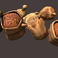 Traditional Hessian Sacks for Storing Walnuts with Various Sizes and Patch Details