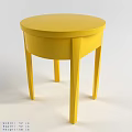 Yellow Modern Stool With Round Top And Four Slim Legs Design 3d model