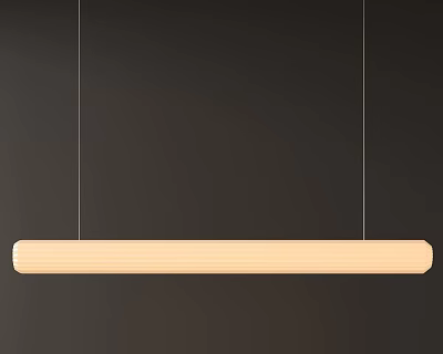Modern Minimalist Linear Pendant Light With Light Color Design Hanging On Dark Background 3d model