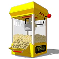 Yellow Commercial Popcorn Machine With Transparent Display Window Filled With Popcorn