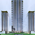 Modern Residential Building With Modern Facade Design And Landscaped Entrance Area