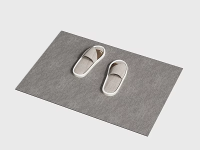 Gray Home Mat With Soft Slippers Placed Comfortably On Top 3d model