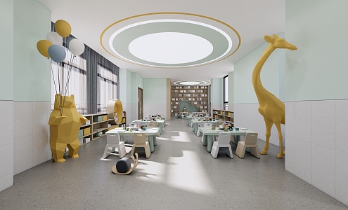 Modern Kindergarten Multi-function Reading Room 3d model