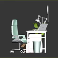 Modern Home Office Furniture Setup With Orange Desk Office Chair Drawer Cabinet And Green Plant