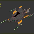 3D Gray Fighter Jet Model With Yellow Stripes Sleek Wings And Engines