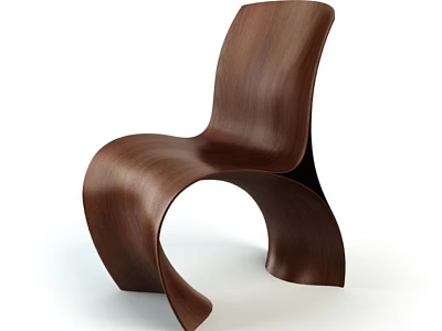 Modern Brown Wooden Chair With Curved Design And Smooth Lines For Home Decor 3d model