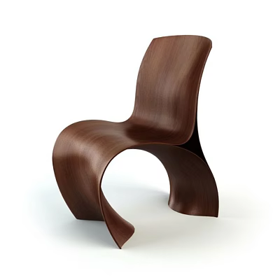 Modern Brown Wooden Chair With Curved Design And Smooth Lines For Home Decor 3d model