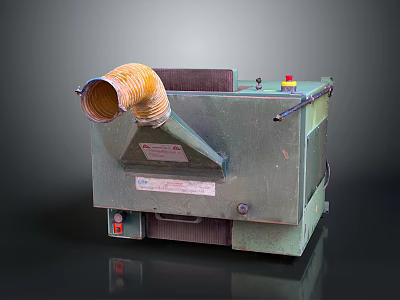 Industrial Dust Collection Equipment With Yellow Flexible Hose And Control Panel 3d model
