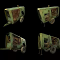 Vintage Green Wheeled Industrial Equipment With Metal Structure And Mechanical Parts
