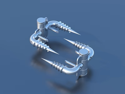 Stainless Steel Spiral Clamping Tool With Sharp Prongs For Daily Home Use 3d model
