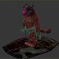 Horned Mythical Creature Character With Tribal Cloth Standing On Patterned Mat 3d model