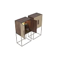 Elegant Modern Wine Cabinet With Open Glass Doors Wooden Frames Beige Panels And Wine Accessories