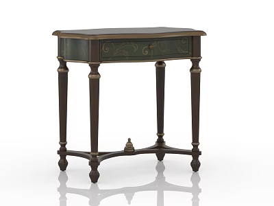Classic Entryway Cabinet Sideboard With Dark Wood Carved Details And Elegant Legs 3d model