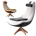Modern Accent Chair with Curved Design Beige Brown Gray Black Fabric Upholstery Wooden Base