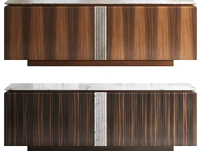 Modern Luxury Wood Veneer Entryway Side Cabinet With Smooth Marble Top For Home Hallway Furniture 3d model