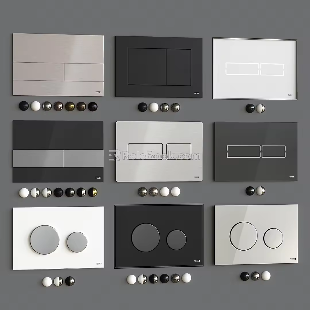 Hidden water tank panel flush button 3d model