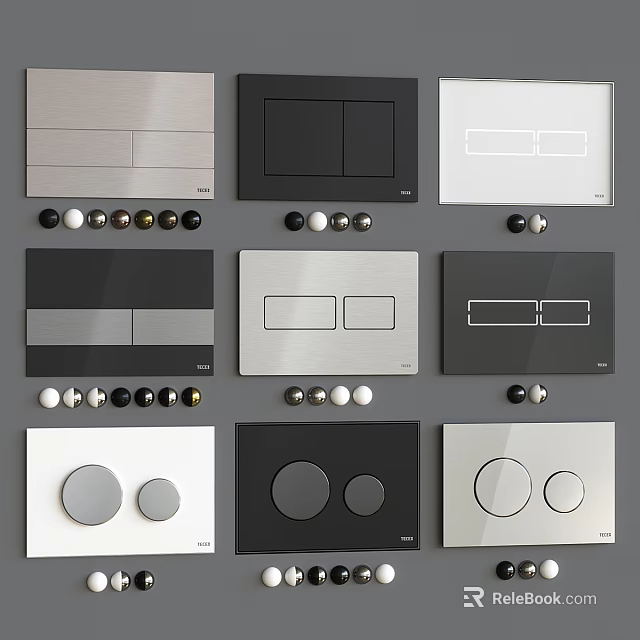 Sleek Modern Switch Panels In Black White Gray With Various Button Shapes And Sizes 3d model 