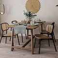 Nordic Dining Table and Chair Combination 3d model