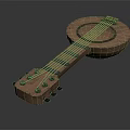 Vintage Wooden Musical Instrument and Art Supplies with Guitar Strings and Tuning Pegs