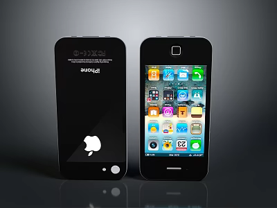 Two Apple Smartphones Front View With Screen Display And App Icons 3d model