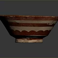 Elegant Intricately Carved Bowl With Arabic Calligraphy Geometric Patterns And Striped Design