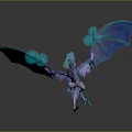 Fantasy Mythical Character Blue Purple Dragon With Iridescent Wings And Shimmering Scales