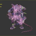 Game Fantasy Rat Monster Character With Purple Blue Skin Glowing Green Elements Sharp Teeth Long Tail