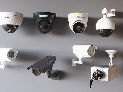Different Types Of Surveillance Cameras Displayed 3d model
