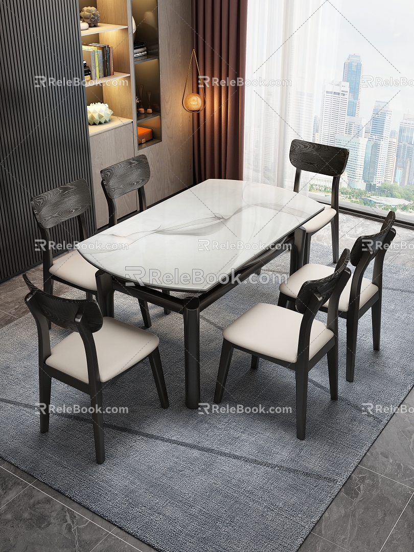 Modern Simple Dining Table and Chair model