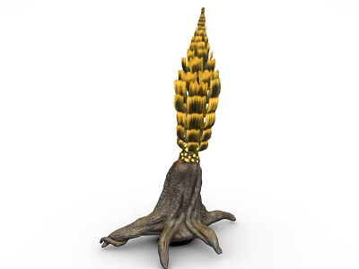 Cartoon Fantasy Plant With Tentacle Like Roots And Yellow Scaled Top Structure 3d model