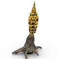 Cartoon Fantasy Plant With Tentacle Like Roots And Yellow Scaled Top Structure