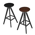 Modern Minimalist Bar Stools With Black And Brown Round Seats And Metal Frames