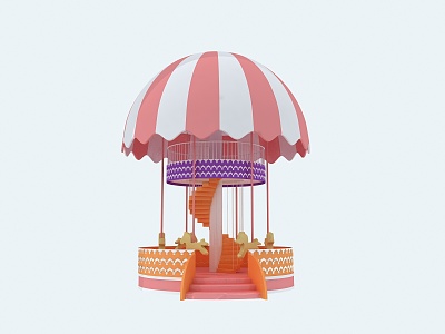 Modern indoor high-end carousel 3d model