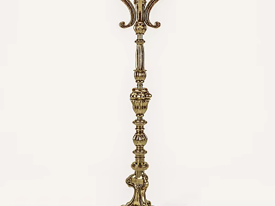 Elegant Golden Metal Floor Standing Hanger With Ornate Decorative Design For Home 3d model