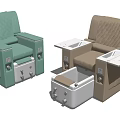 Light Green And Beige Massage Chair With Foot Massage Function And Control Panel 3d model