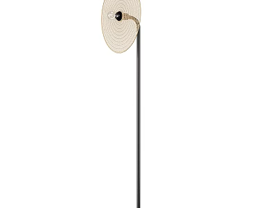 Modern Minimalist Floor Lamp with Round Fabric Shade and Black Metal Pole for Living Room 3d model