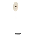 Modern Minimalist Floor Lamp with Round Fabric Shade and Black Metal Pole for Living Room