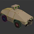 Beige Unmanned Security Vehicle With Four Wheels And Top Green Lights