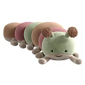 Cute Plush Caterpillar Toy with Green Head Fluffy Antennae and Multicolored Soft Body Segments