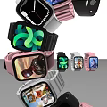 Various Stylish Smartwatches With Different Color Cases And Digital Screen Displays