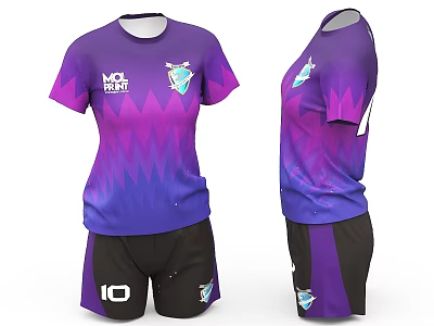 Purple Gradient Sports Jersey And Black Shorts With Logo And Number 10 3d model