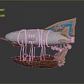 Steampunk Spacecraft Model Featuring Wooden Base Airship Design And Metal Details