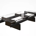 Modern Coffee Table With Glass Top And Black Frame Design 3d model