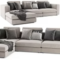 Gray Sectional Sofa With Multiple Decorative Pillows And Cozy Throw Blanket 3d model