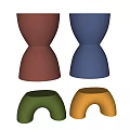 Multicolored Modern Side Tables Featuring Rounded Shapes For Home Decor 3d model