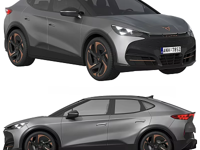 Silver Gray SUV Car Front And Rear Views 3d model