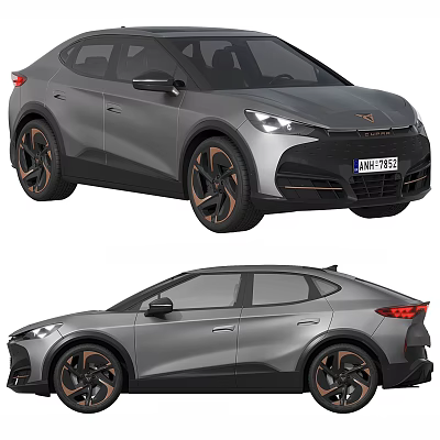 Silver Gray SUV Car Front And Rear Views 3d model