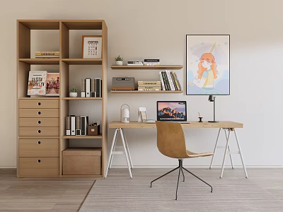 Modern desk and chair office desk and chair combination 3d model